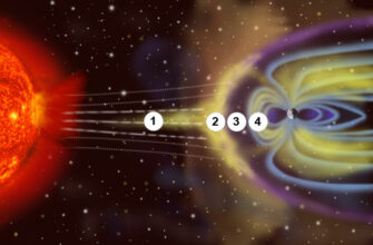 1 – солнечный ветер, 2 – плазма, 3 – магнитопауза, 4 – магнитосфера Земли. Автор: NASA, wikimedia.org