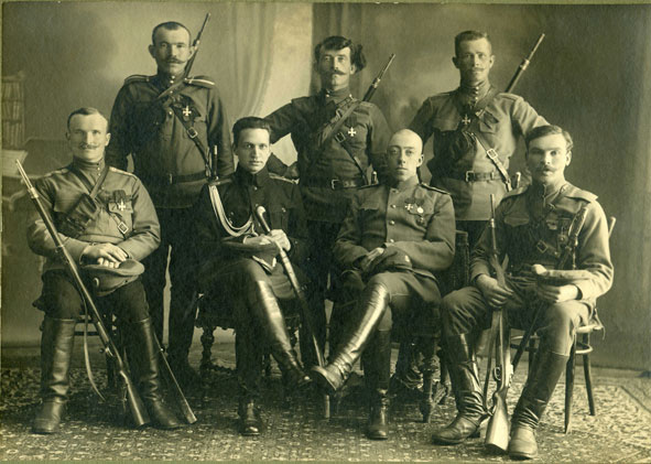 Delegation troop of Ataman Punin after reception at the Minister of War Guchkov. Atelier K.K. Bulla. Petrograd. March 9, 1917. Archive of Olga Khoroshilova