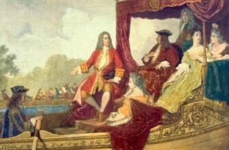 Edouard Jean Conrad Hamman (1819-1888) - P.M. History. Januar 2006, S. 29. Painting of George Frideric Handel (left, with right arm extended) with King George I of Great Britain, traveling by barge on the Thames River while musicians play in the background. The painting is an artist's rendering of the first performance of Handel's Water Music in 1717.