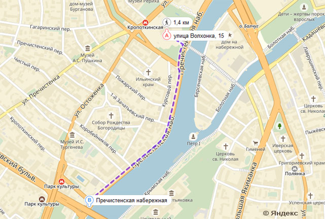 Карта очереди к мощам Николая Чудотворца в Москве. Изображение: Яндекс Карты