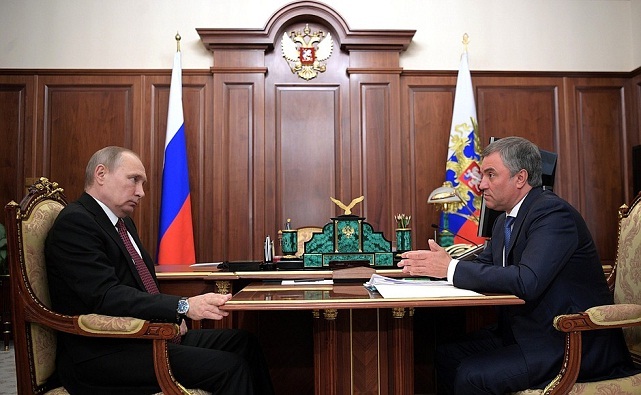 V. Putin speaks to V. Volodin