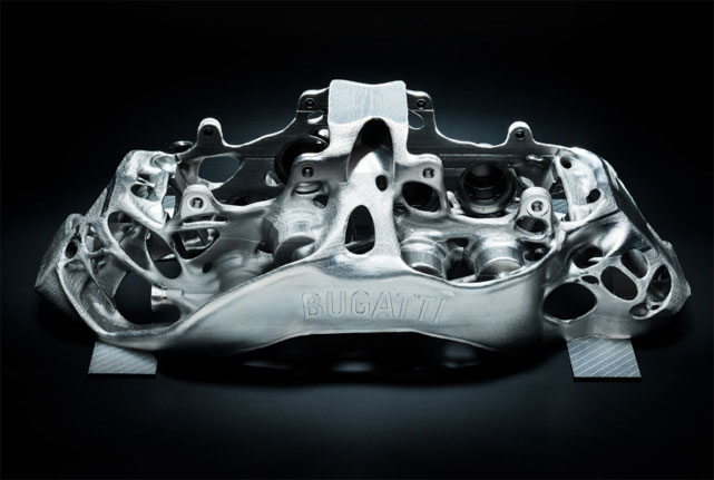 Титановый тормозной суппорт Bugatti Chiron, созданный методом 3D-печати