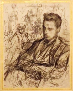 Леонид Пастернак, портрет Р.М. Рильке, рисунок карандашом, (Немецкий литературный архив)