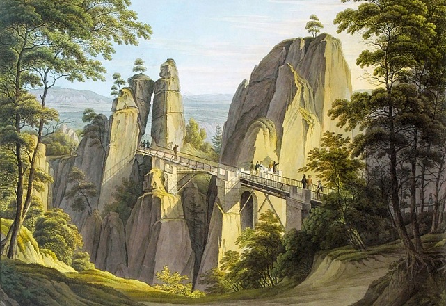 Деревянный мост Бастай. Репродукция с акварели 1826 года
