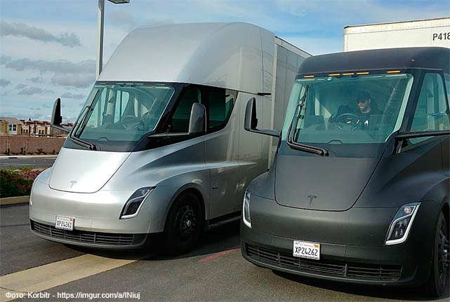 Электрический грузовик Tesla Semi с системой автопилотирования