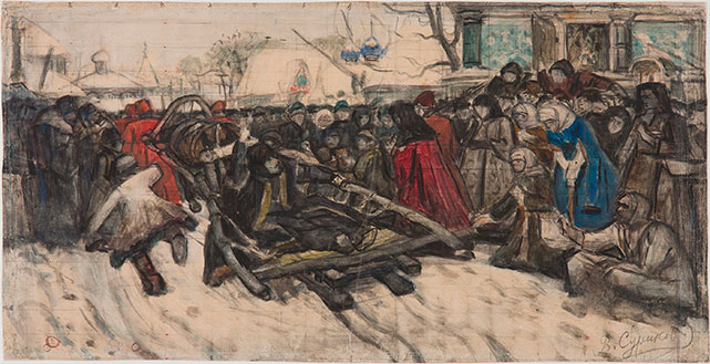 В.И. Суриков, Боярыня Морозова. 1884-1885, Эскиз одноименной картины