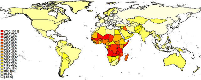 Оценка роста потребности в калориях с 2010 по 2100 гг.