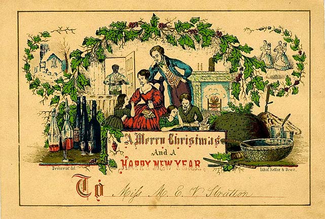 Американская новогодняя открытка 1850 года