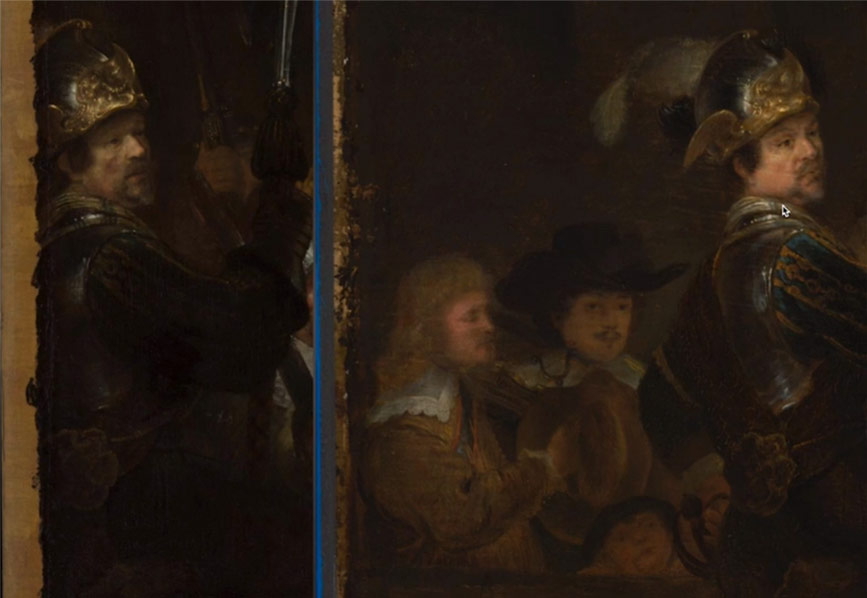 Слева обрезанный оригинал, справа копия Геррита Ланденса