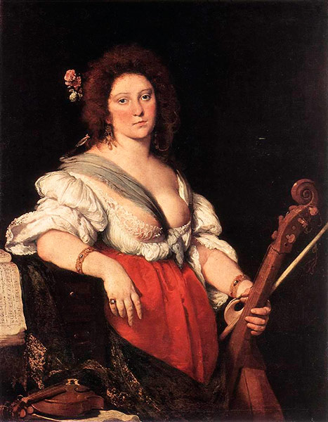 Картина Бернардо Строцци «Женщина с виолой да гамба» предположительно написана художником с Барбары Строцци в 1630-40-х годах. Полотно хранится в Дрезденской картинной галерее.