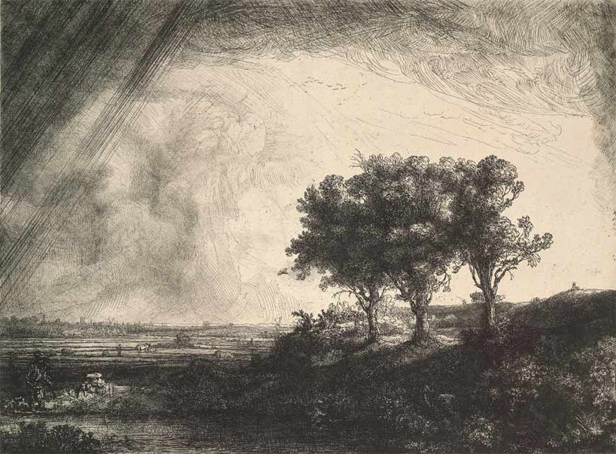 Рембрандт Харменс ван Рейн. Три дерева. 1643. Офорт, сухая игла, резец