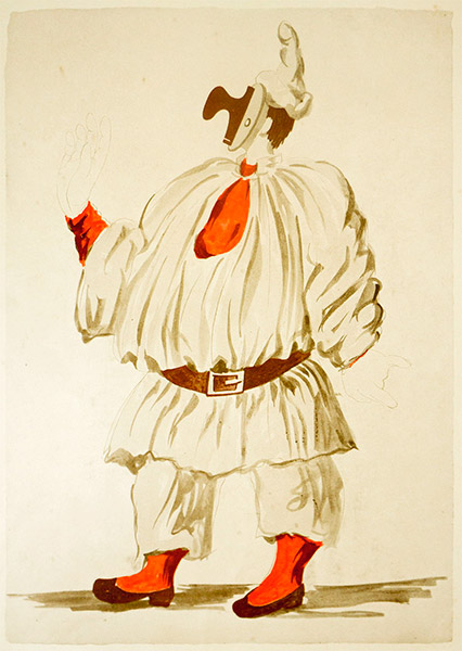 П. Пикассо. Эскиз костюма Пульчинеллы. 1920.