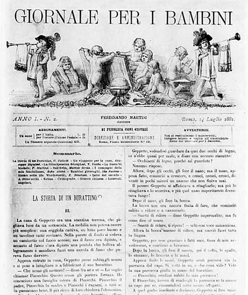 Третья глава сказки в детской газете Giornale per i bambini за 1881 год.
