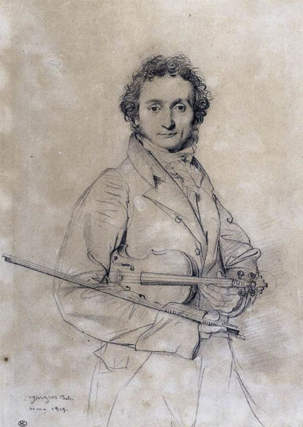 Никколо Паганини (1782 – 1840) на рисунке Жана Огюста Энгра (1819 год)