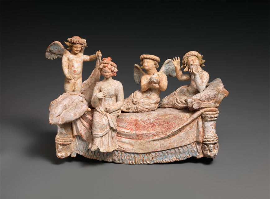 Терракотовая банкетная группа, греческая, эллинистическая, примерно с III по II век до н.э. (Метрополитен-музей)