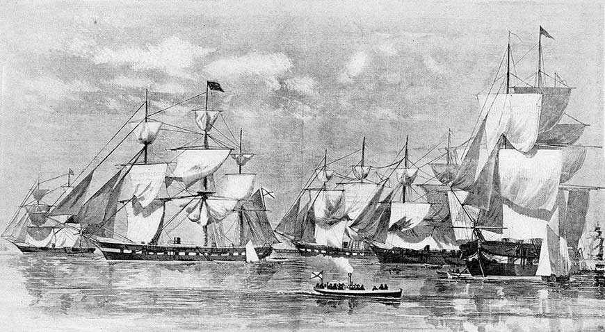 Русские корабли в Нью-Йорке. Иллюстрация из Harpers Weekly, 17 октября 1863 года.