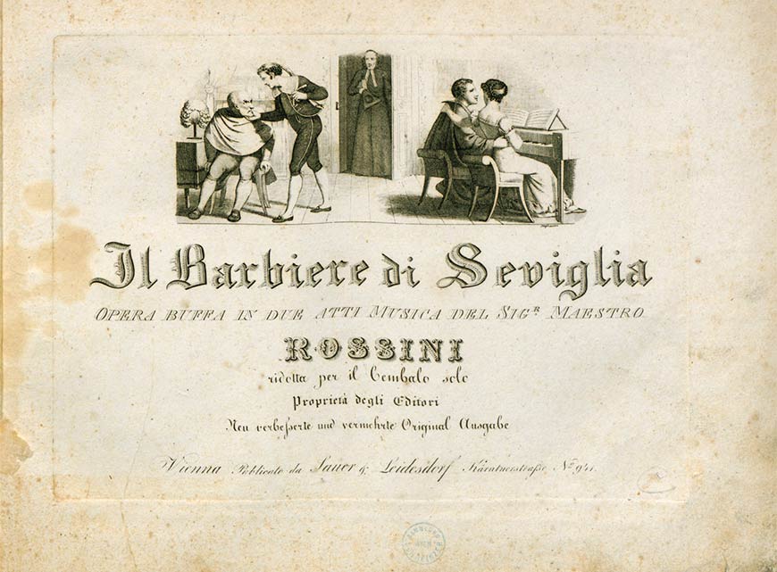 Титульный лист партитуры оперы Россини «Севильский цирюльник»