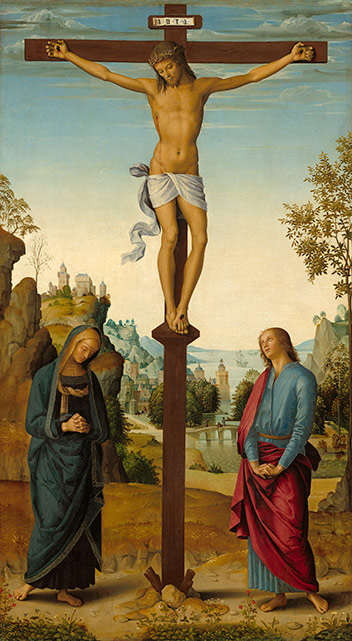 Перуджино. «Скорбящая Дева Мария у распятого Христа», 1492.