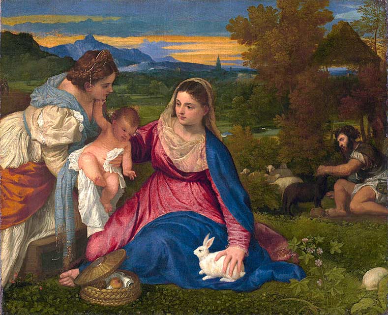 Тициан, Мария и младенец Иисус с кроликом, около 1530 года