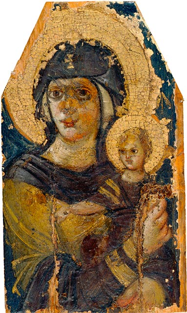 Богоматерь с младенцем, VI в.Дерево (лиственница), восковые краски.