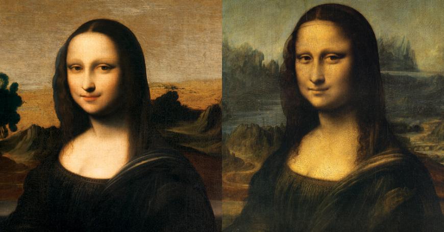 Мона Лиза из Айлворта и оригинальный шедевр Леонардо да Винчи.