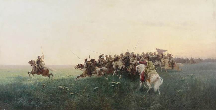 Ф. А. Рубо. Атака запорожцев в степи, 1881