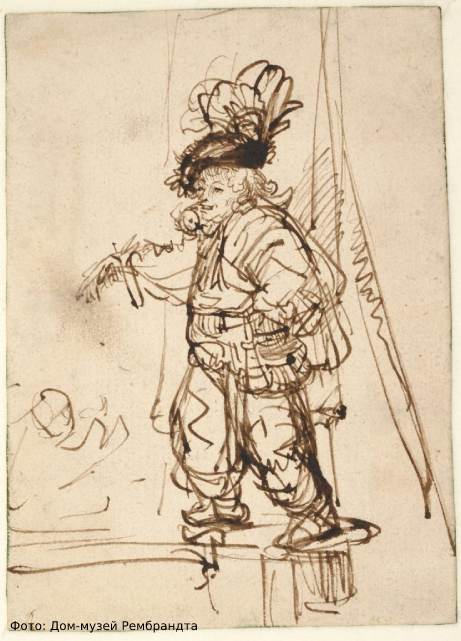 Рембрандт ван Рейн, рисунок шарлатана (около 1638 г.)