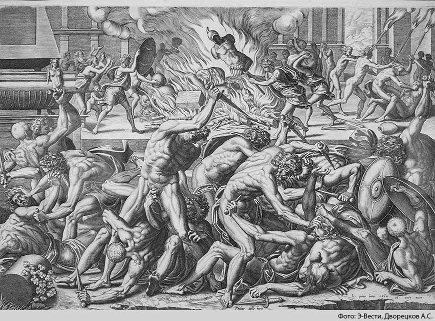 Филипс Галле "Битва Гладиаторов", 1562, по рисунку Луки Пенни (1504-1557)